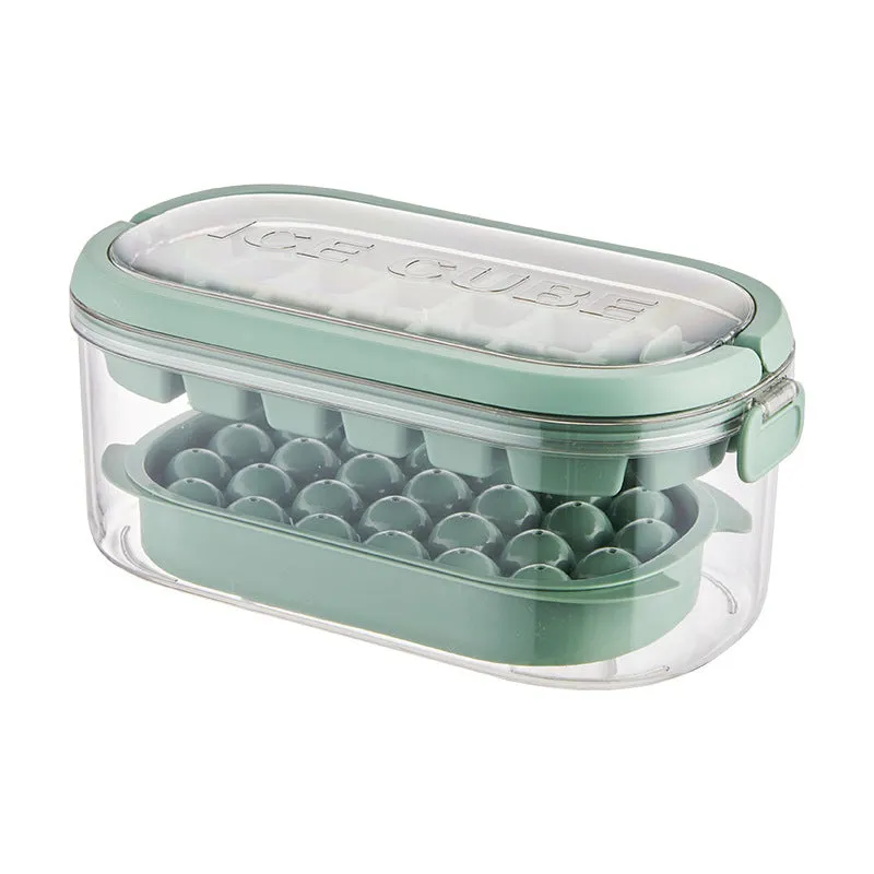 DIY silicone ice grid 2-layer set 54 ice cubes Fresh Green hard base portable ice box