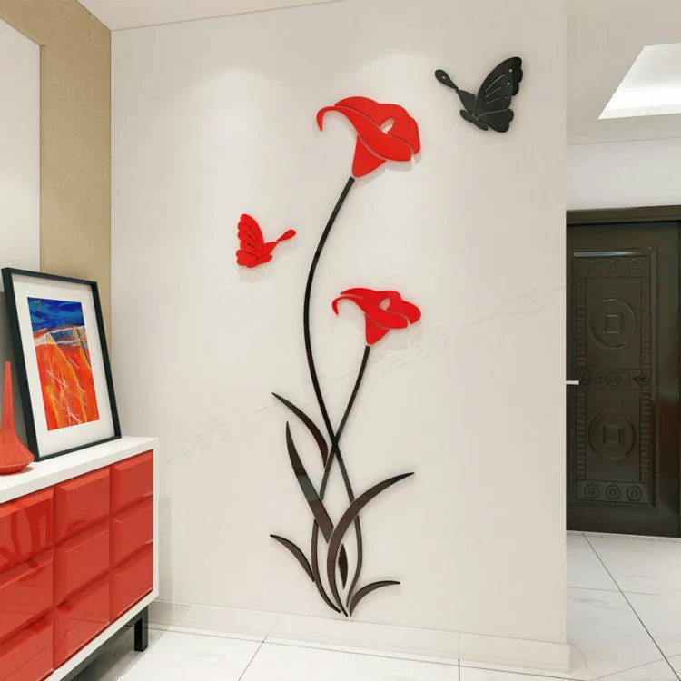Lily 3D acrylic wall sticker in dimensional design with six colour options and multiple size choices
