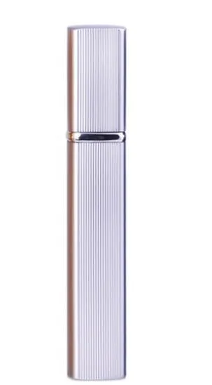 12ml aluminum perfume tube square empty bottle with glass liner in silver finish