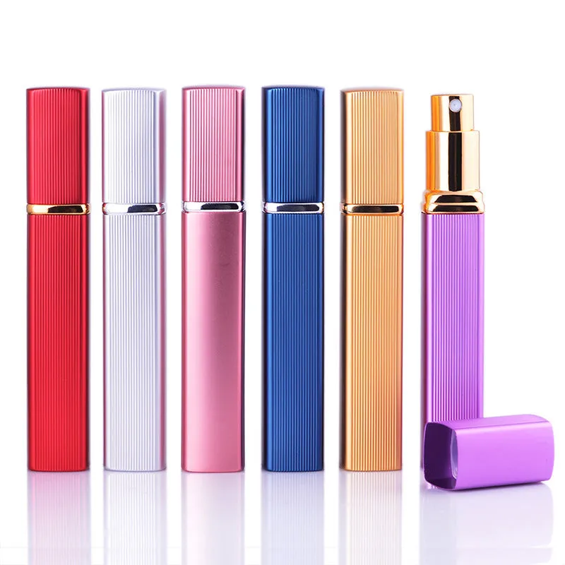 12ml aluminum perfume tube square empty bottle with glass liner in silver finish