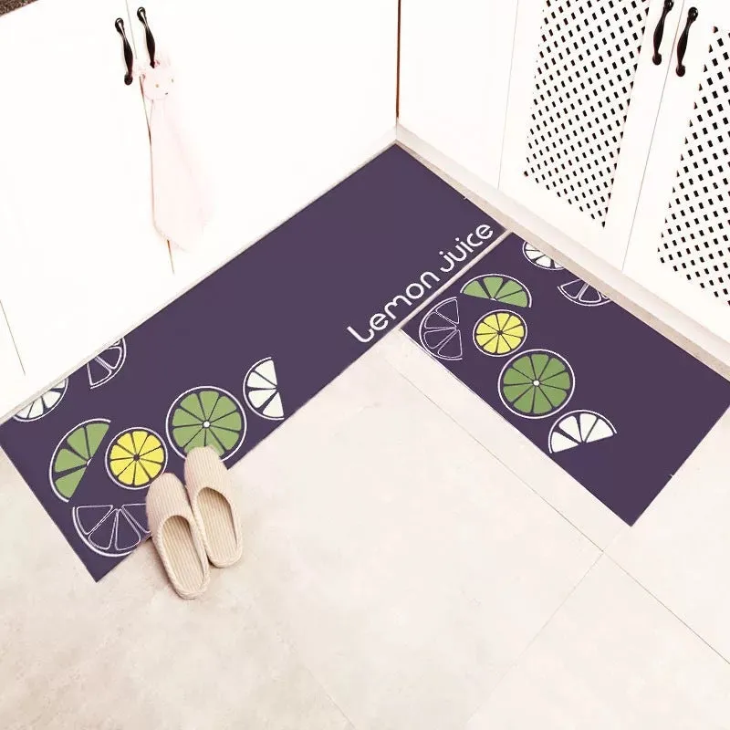 Machine-woven kitchen floor mat with geometric pattern in leather-like finish, available in 40x60cm size
