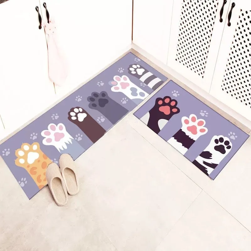 Machine-woven kitchen floor mat with geometric pattern in leather-like finish, available in 40x60cm size