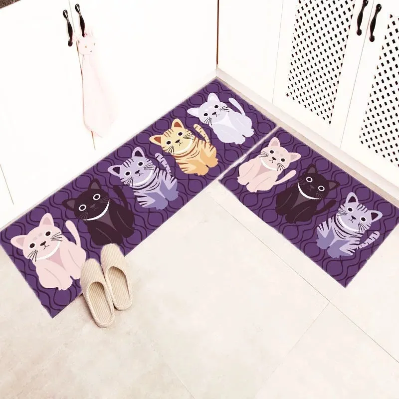 Machine-woven kitchen floor mat with geometric pattern in leather-like finish, available in 40x60cm size