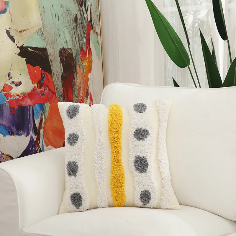 45x45cm cotton velvet embroidered retro pillowcase with tassel in grey