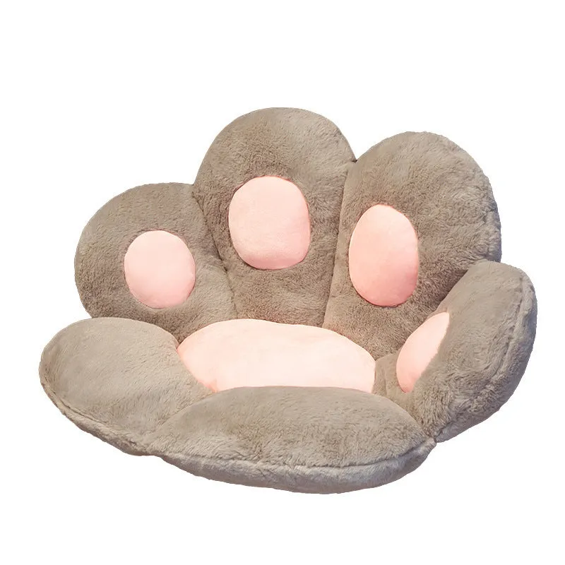 Plush semi surrounded cushion in paw shape on an office chair, available in multiple colours