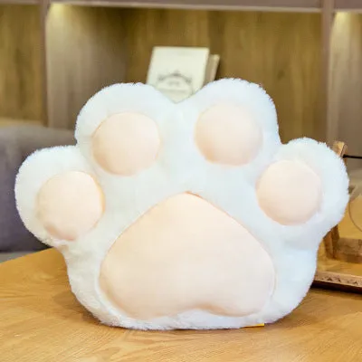 Plush semi surrounded cushion in paw shape on an office chair, available in multiple colours