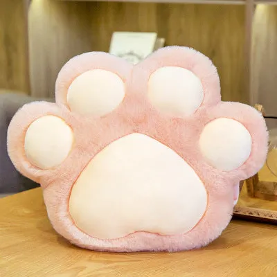 Plush semi surrounded cushion in paw shape on an office chair, available in multiple colours