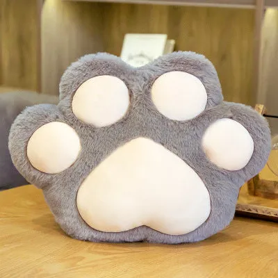Plush semi surrounded cushion in paw shape on an office chair, available in multiple colours