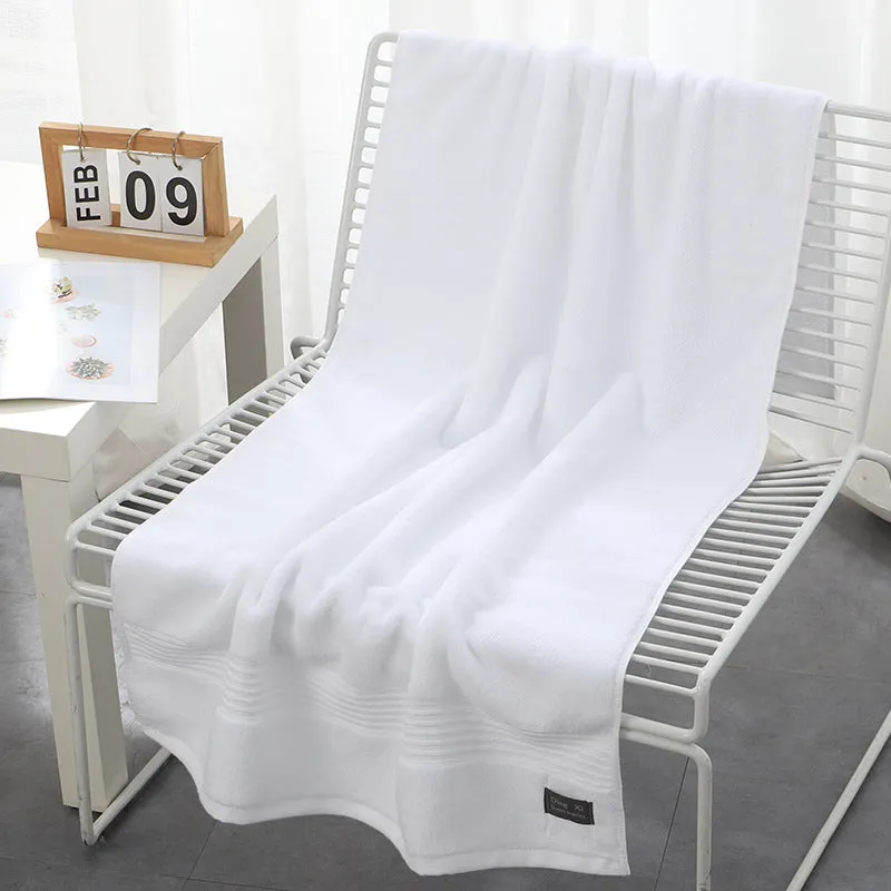 Pure cotton 500g bath towel in white, thickened and absorbent, 70x140cm, with custom logo option