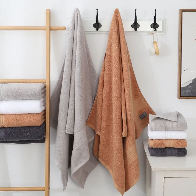 Pure cotton 500g bath towel in white, thickened and absorbent, 70x140cm, with custom logo option