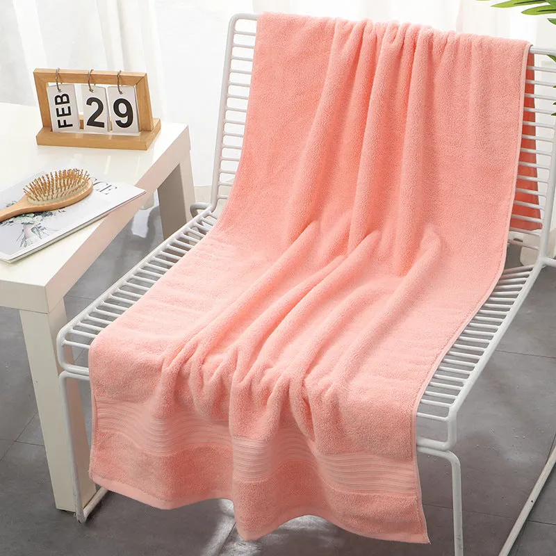 Pure cotton 500g bath towel in white, thickened and absorbent, 70x140cm, with custom logo option