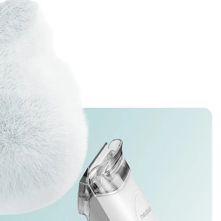 Pet grooming device on white background, ABS body, 290mm length, with trimming shears and massage comb accessories