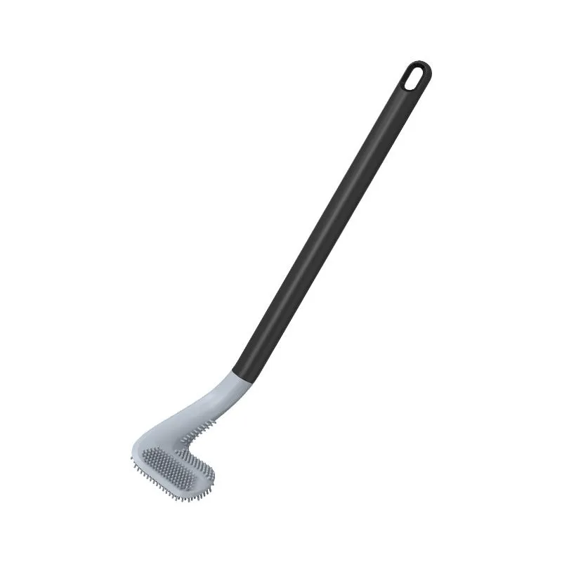 Golf-shaped toilet brush with TPR bristles and long handle, wall-mounted in a bathroom, available in multiple colours.