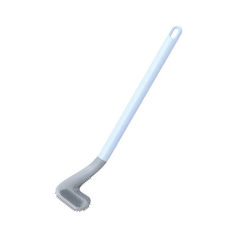 Golf-shaped toilet brush with TPR bristles and long handle, wall-mounted in a bathroom, available in multiple colours.