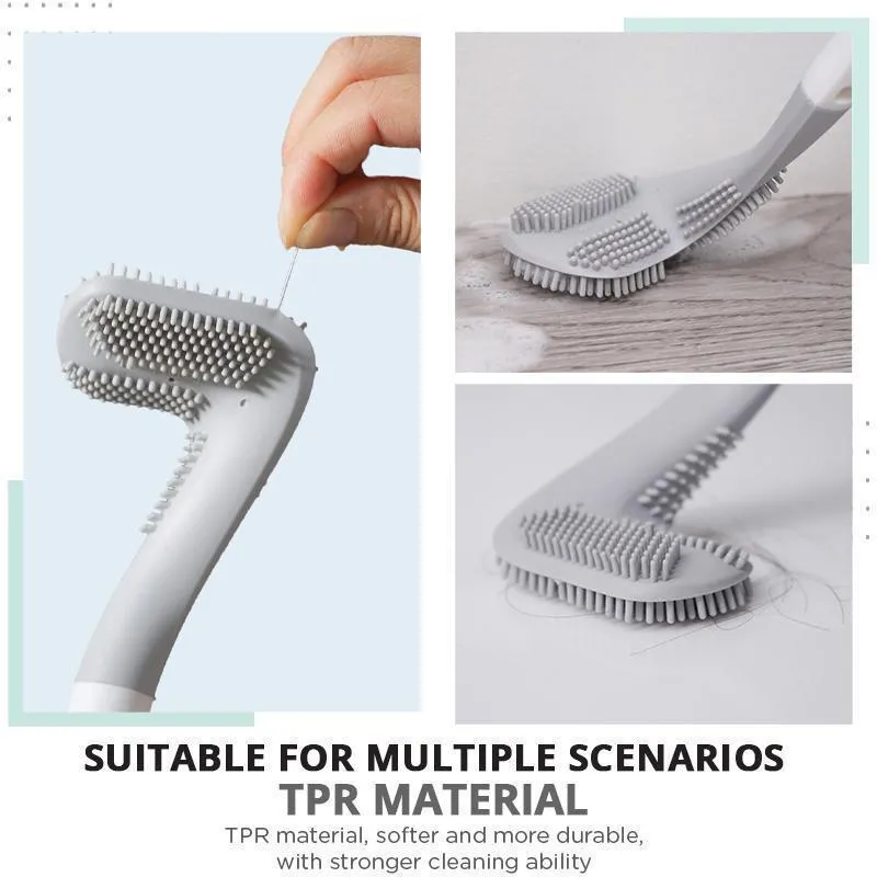 Golf-shaped toilet brush with TPR bristles and long handle, wall-mounted in a bathroom, available in multiple colours.