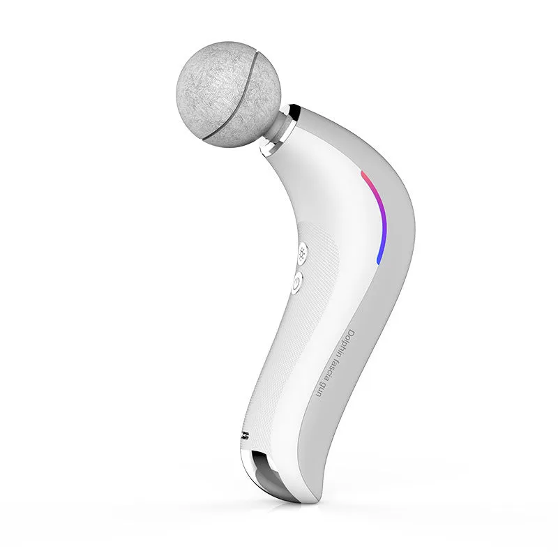 Mini electric massage gun with hot compress, LCD screen, and three massage heads in pink