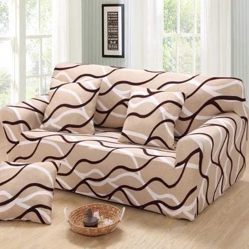Elastic non-slip sofa cover in a colourful pattern, single seater size 90-140 cm, high-density fabric