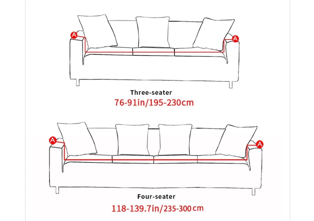 Elastic non-slip sofa cover in a colourful pattern, single seater size 90-140 cm, high-density fabric