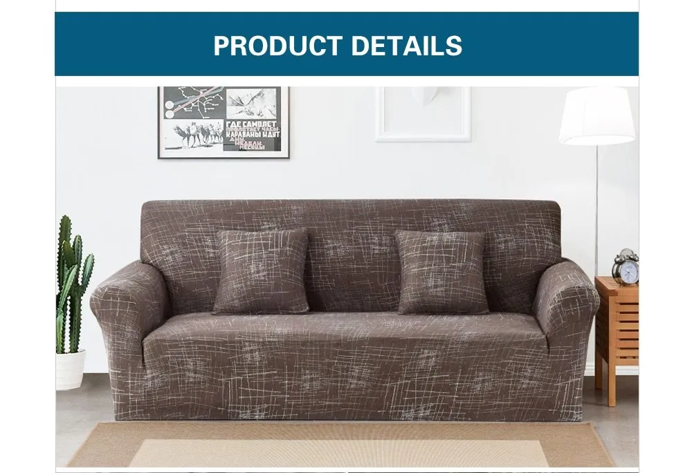 Elastic non-slip sofa cover in a colourful pattern, single seater size 90-140 cm, high-density fabric