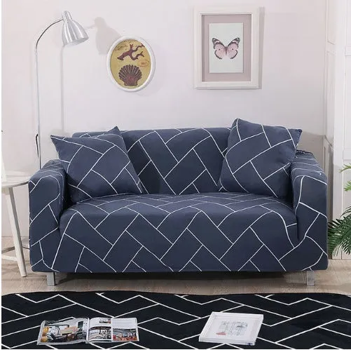Elastic non-slip sofa cover in a colourful pattern, single seater size 90-140 cm, high-density fabric