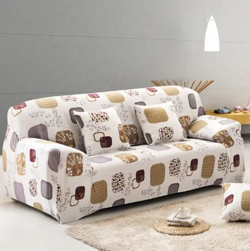 Elastic non-slip sofa cover in a colourful pattern, single seater size 90-140 cm, high-density fabric