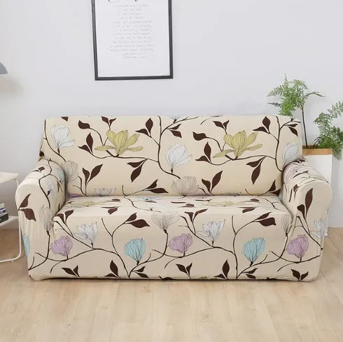 Elastic non-slip sofa cover in a colourful pattern, single seater size 90-140 cm, high-density fabric
