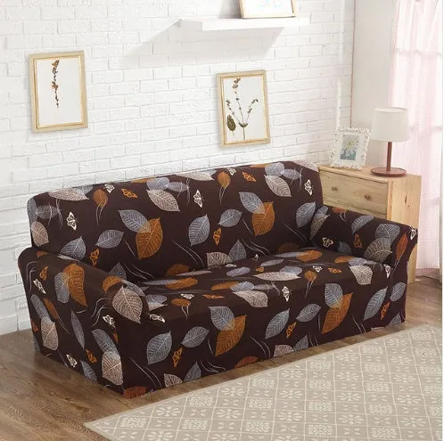 Elastic non-slip sofa cover in a colourful pattern, single seater size 90-140 cm, high-density fabric