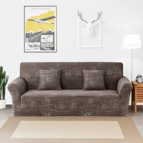 Elastic non-slip sofa cover in a colourful pattern, single seater size 90-140 cm, high-density fabric