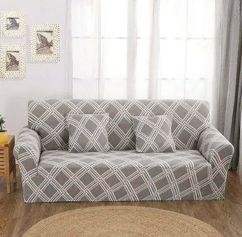 Elastic non-slip sofa cover in a colourful pattern, single seater size 90-140 cm, high-density fabric