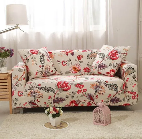 Elastic non-slip sofa cover in a colourful pattern, single seater size 90-140 cm, high-density fabric
