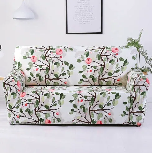 Elastic non-slip sofa cover in a colourful pattern, single seater size 90-140 cm, high-density fabric