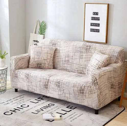 Elastic non-slip sofa cover in a colourful pattern, single seater size 90-140 cm, high-density fabric