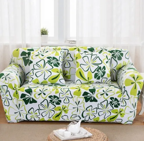 Elastic non-slip sofa cover in a colourful pattern, single seater size 90-140 cm, high-density fabric