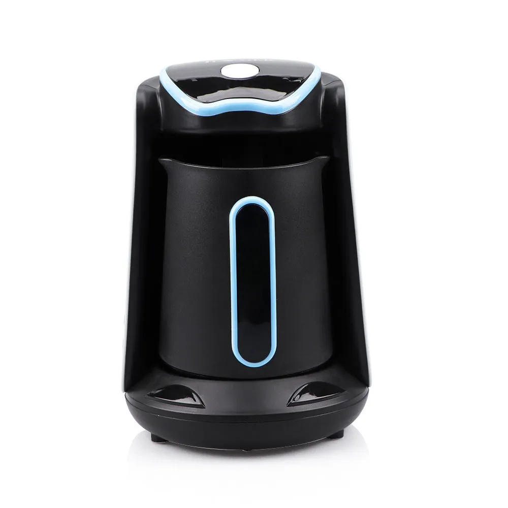 Plastic portable coffee and tea maker in blue with EU power cord