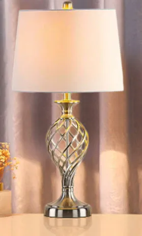 Touch control bedside table lamp with USB charging socket and alloy construction