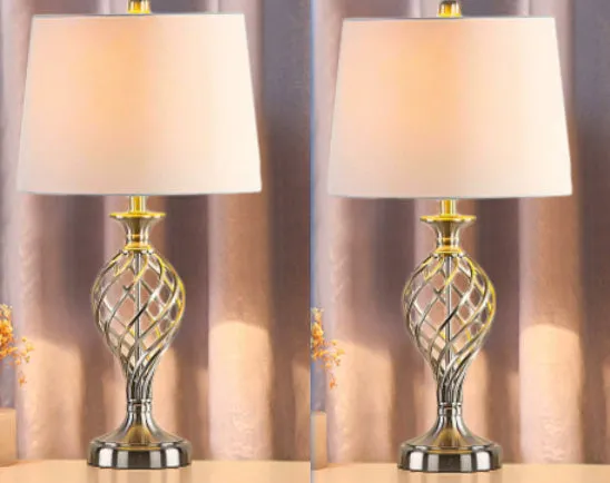 Touch control bedside table lamp with USB charging socket and alloy construction