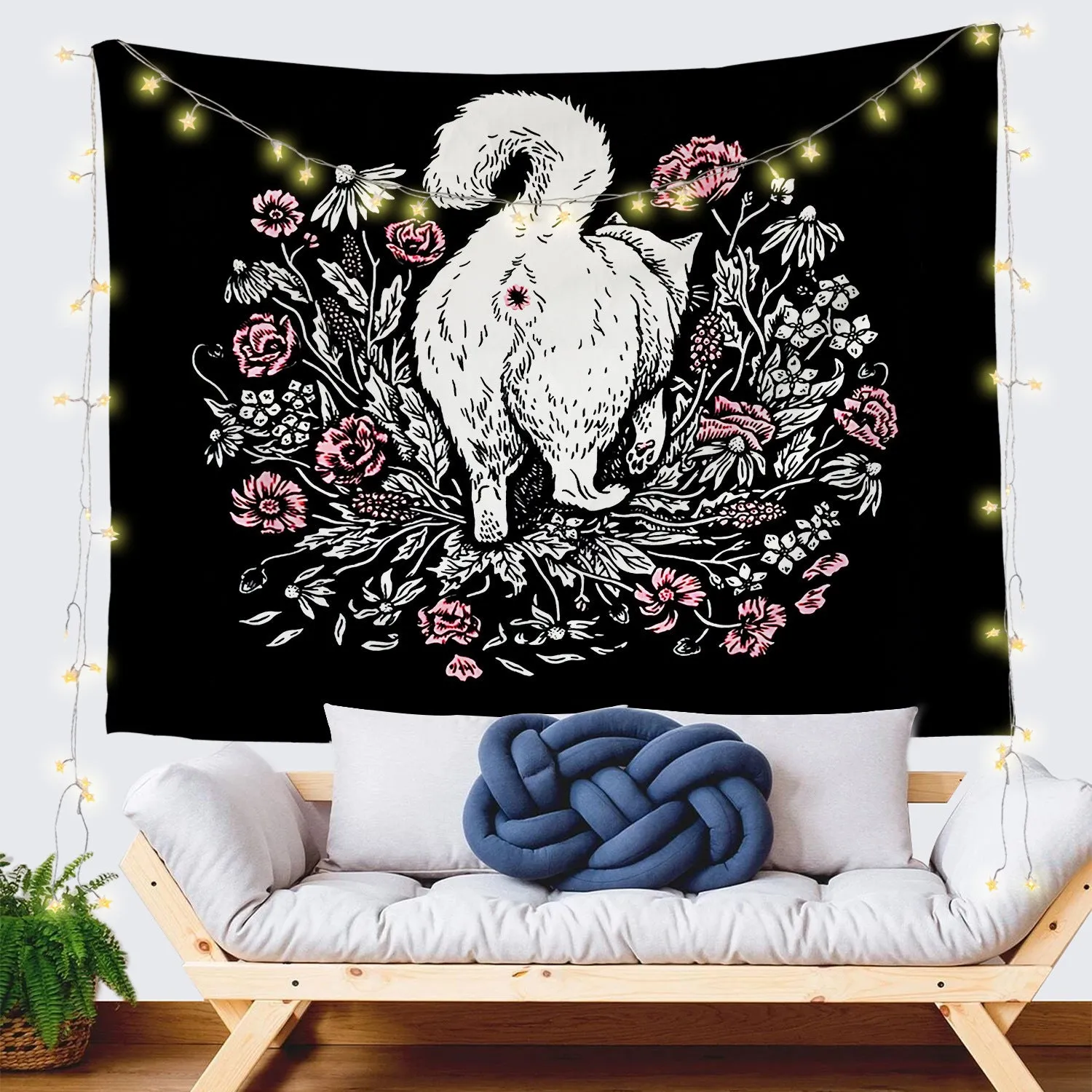 Home Series machine-woven polyester wall hanging with plaid pattern, available in brushed or cashmere finish