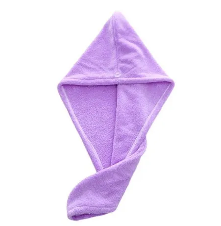 Magic microfiber hair drying towel in pink with button fastening, measuring 25x65cm