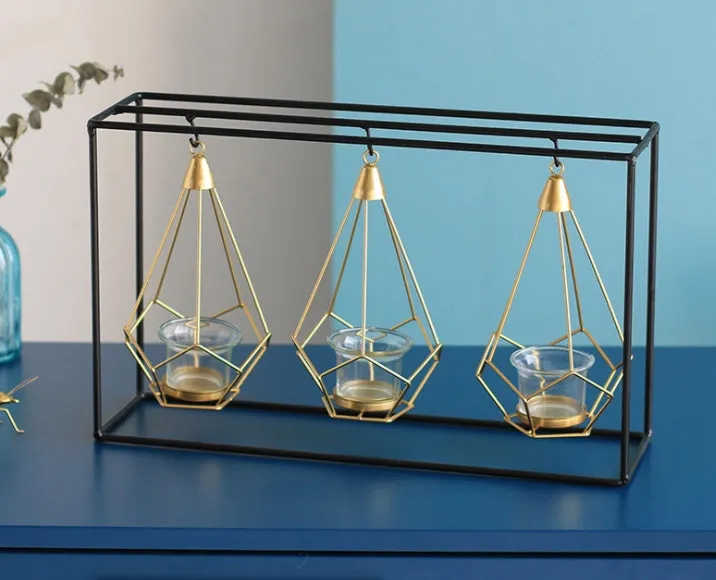 Nordic iron candle holder for block candles, available in single, double, or triple side-by-side styles