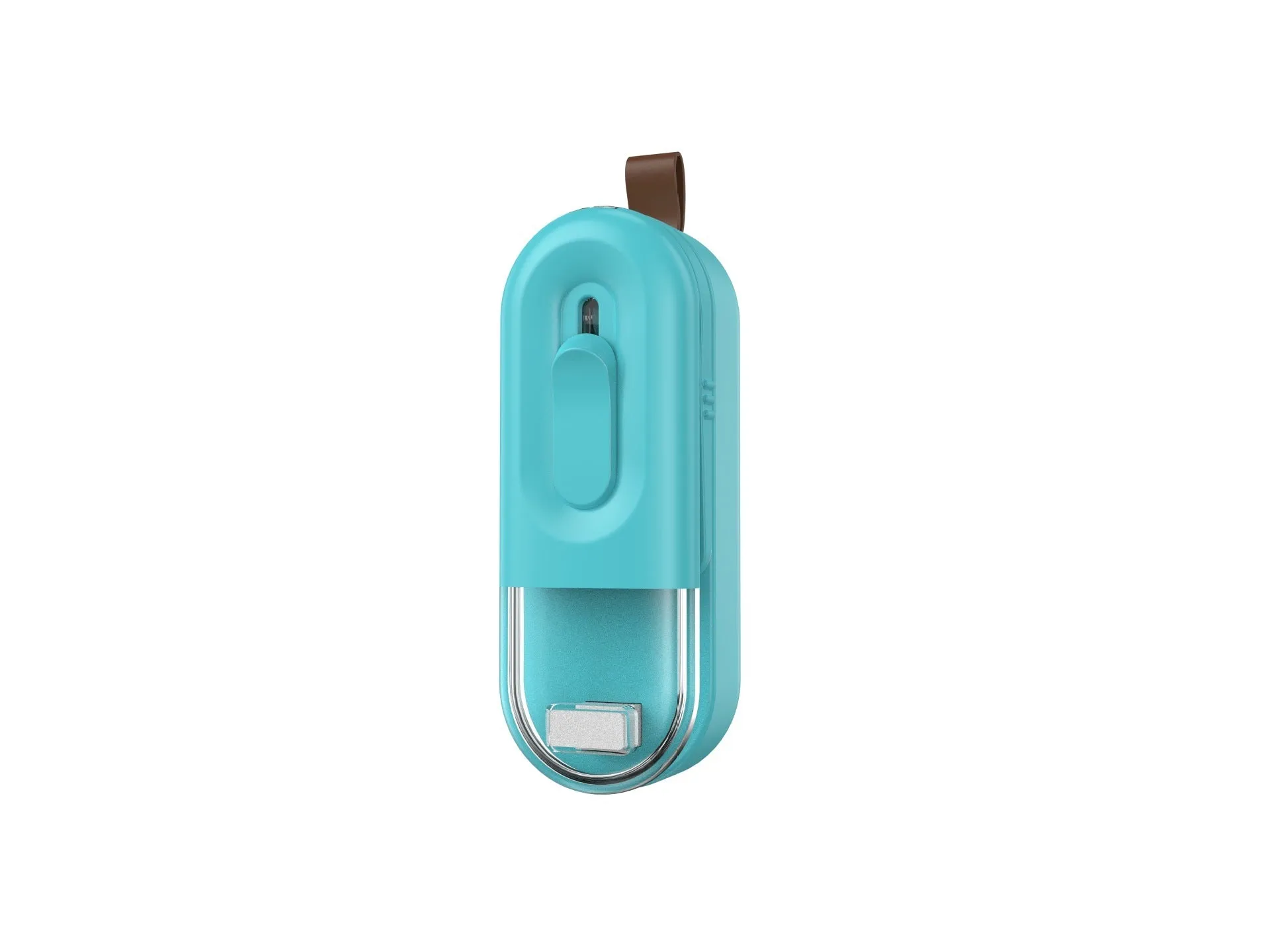 Multi-functional handheld portable food storage bag sealer with cutting head in black, white, and lake blue
