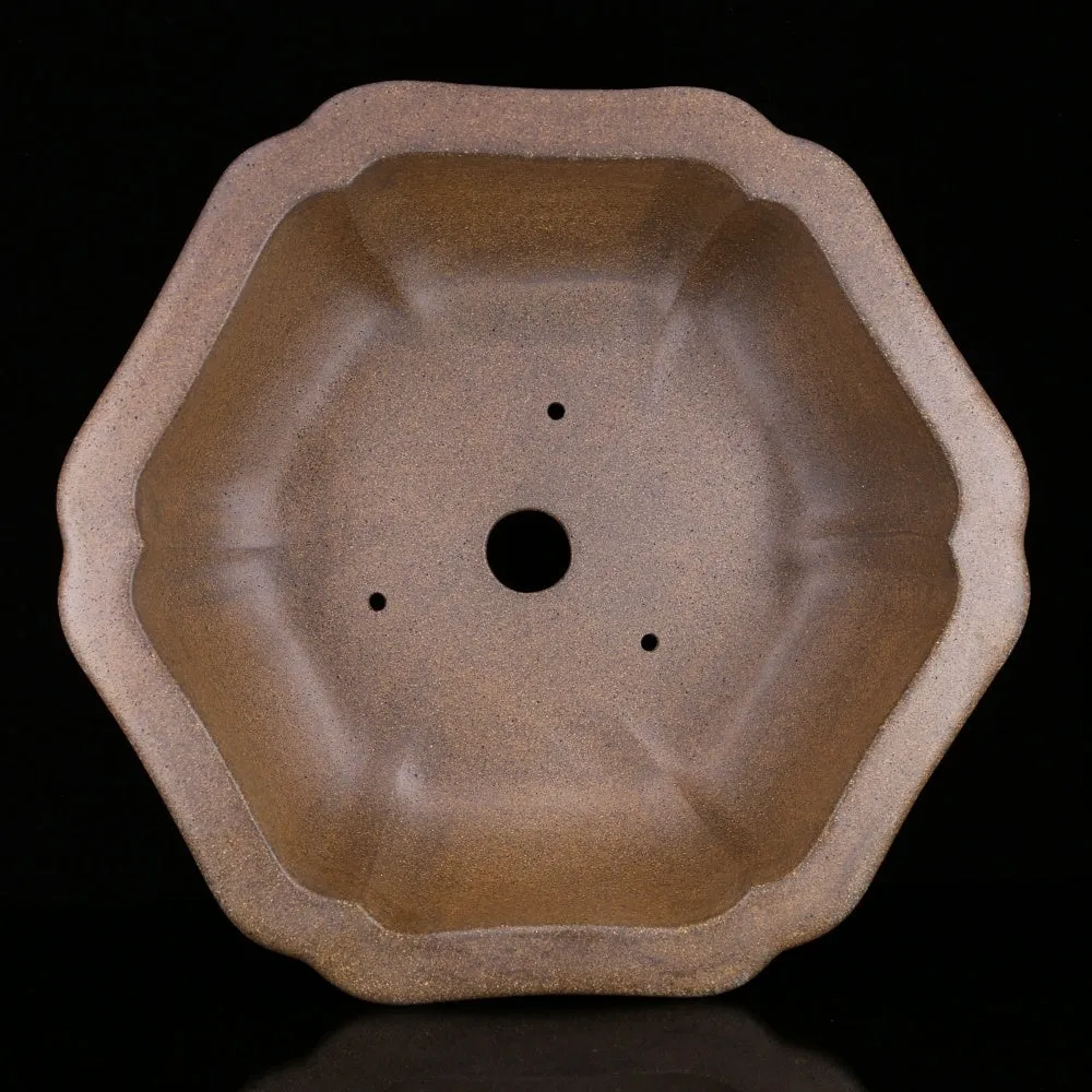 Handmade purple sand flower pot with six-sided design in large hexagonal or begonia basin style