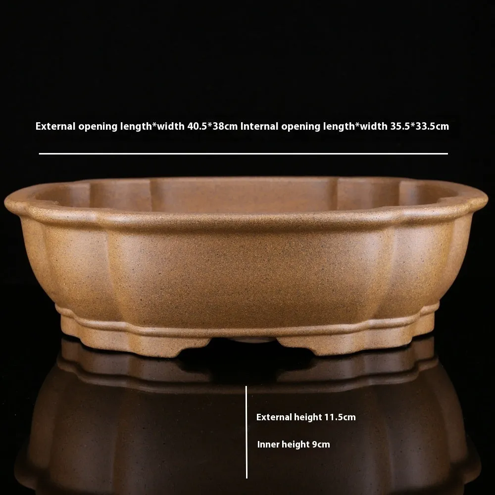 Handmade purple sand flower pot with six-sided design in large hexagonal or begonia basin style