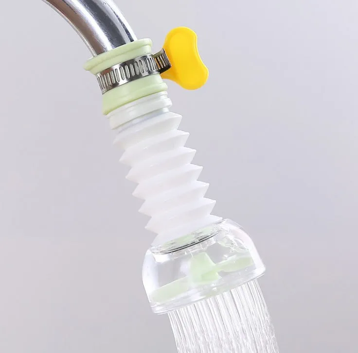 Universal rotating water filter for kitchen faucet with blue colour and 360 degree spray head