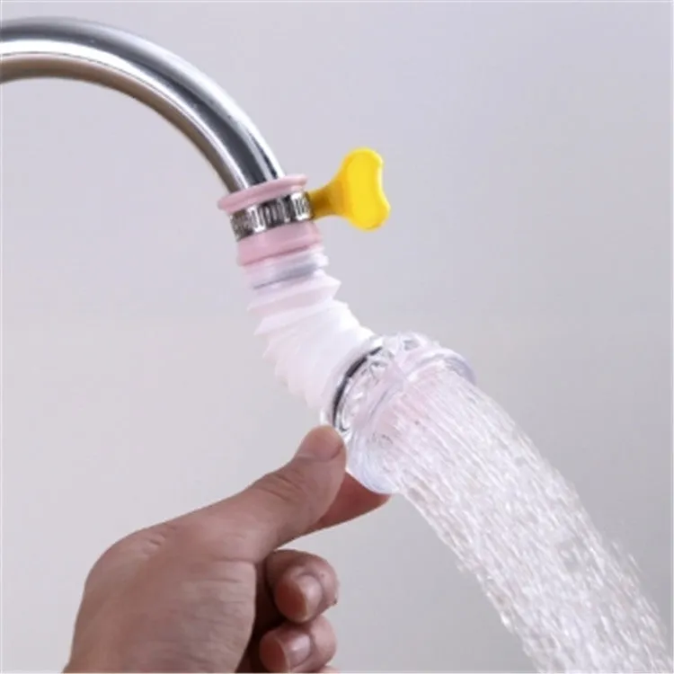 Universal rotating water filter for kitchen faucet with blue colour and 360 degree spray head