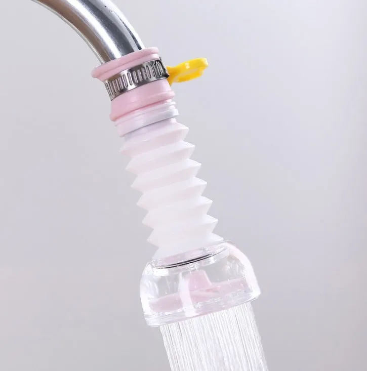 Universal rotating water filter for kitchen faucet with blue colour and 360 degree spray head