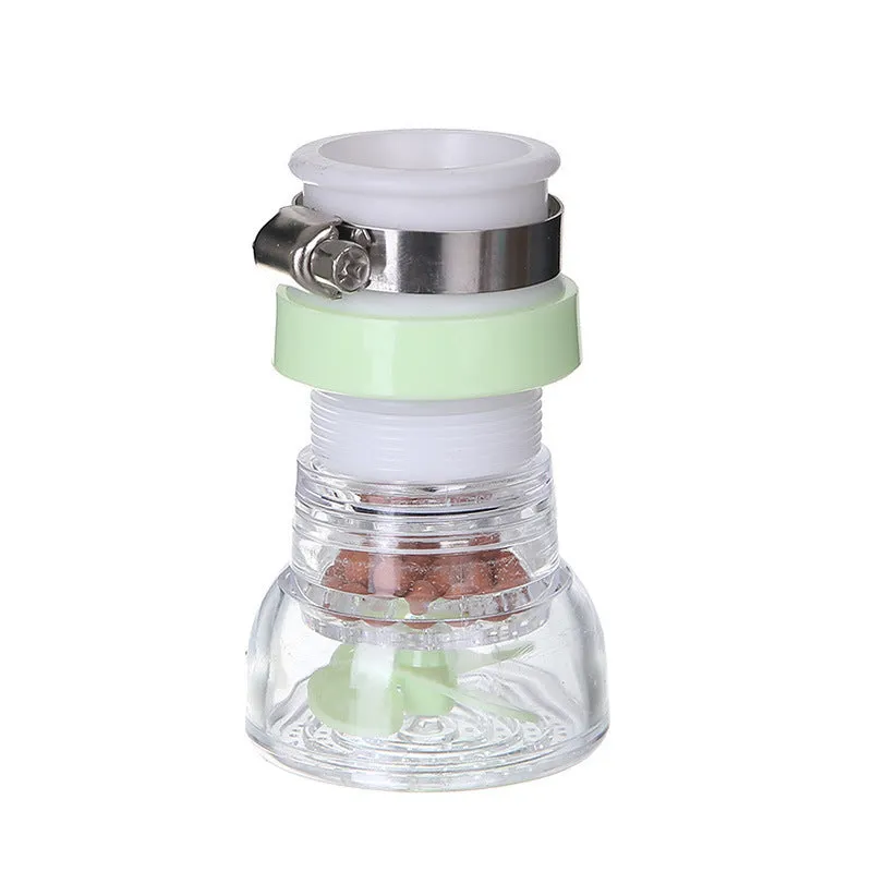 Universal rotating water filter for kitchen faucet with blue colour and 360 degree spray head