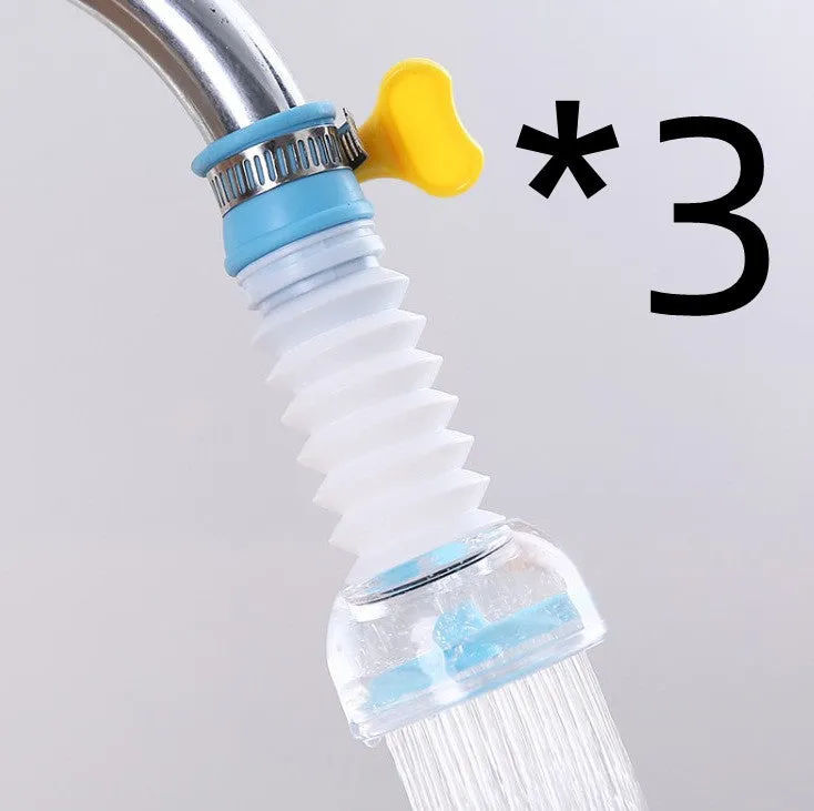 Universal rotating water filter for kitchen faucet with blue colour and 360 degree spray head