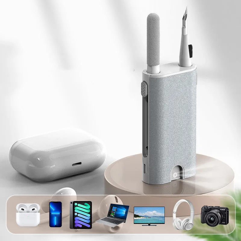 Q6 and Q8 multifunctional cleaning sets for headphones and screens in blue, white, and black