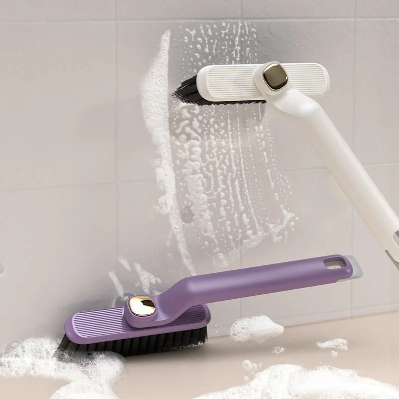 Multi-function rotating crevice cleaning brush in purple, white, and brown for kitchen and bathroom tile joints