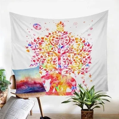 European classical woven polyester fibre tapestry rectangular wall hanging in bedroom